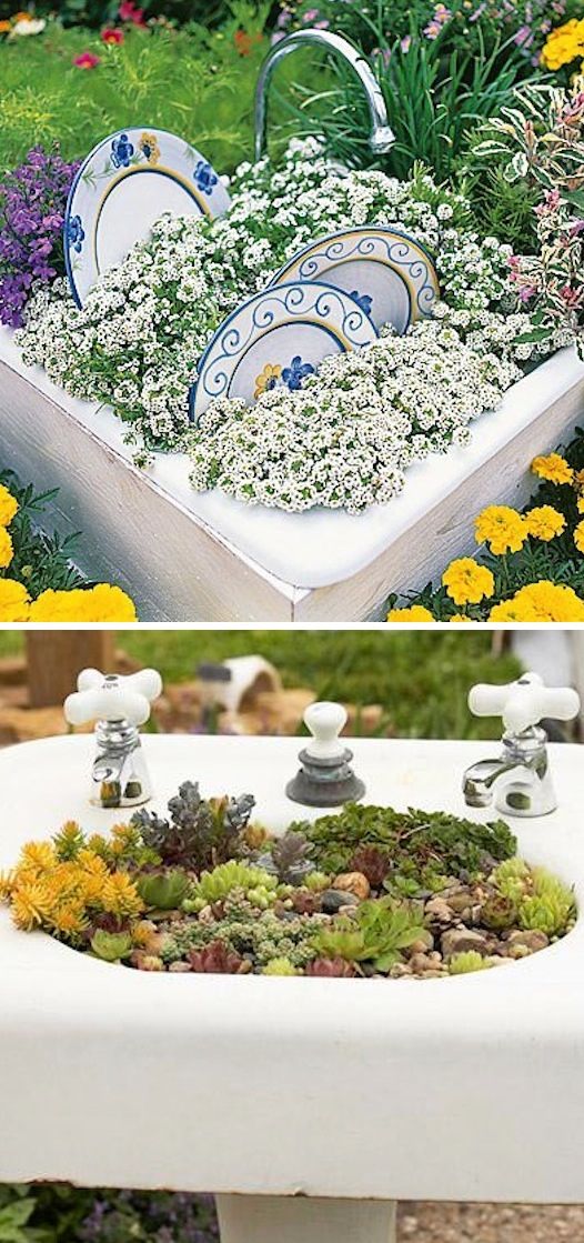 garden creative container sink planters planter diy jardim ideias ideen gardens whimsical outdoor repurposed listotic idea midwest bottom living containers