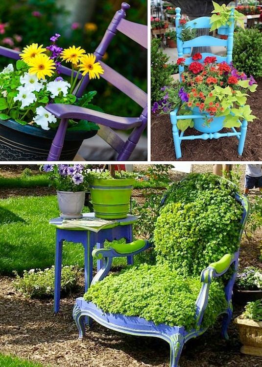 creative garden container planters chairs use planter